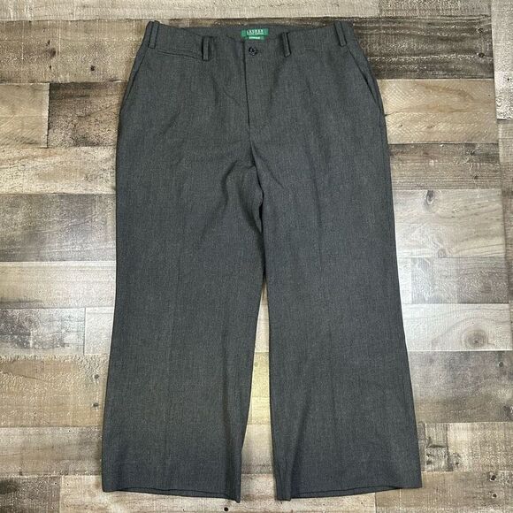 Lauren Ralph Lauren Women’s Size 16 Sanderson Pants Grey Straight Leg Stretch - Picture 1 of 9